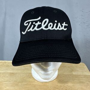 Titleist Tour Sport Mesh Fitted Golf Hat Black Script Size Small-Medium